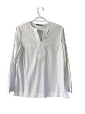 Lafayette 148 New York split-neck tunic blouse white women's